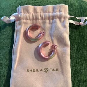 Sheila Fajl Pink and Green Hoop Earrings